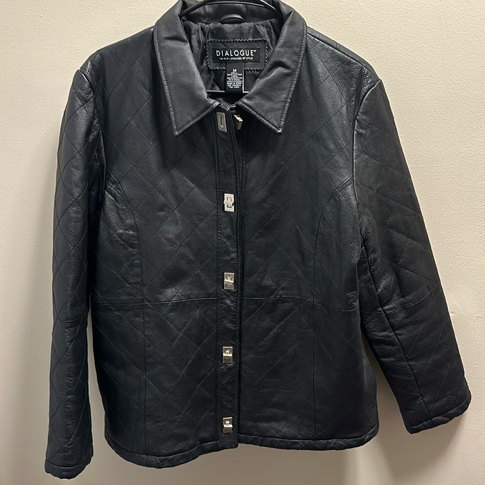 Dialogue 100% Leather jacket coat women’s size medium